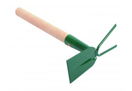 small hoe with edge and with 2 tines with handle 27 cm
